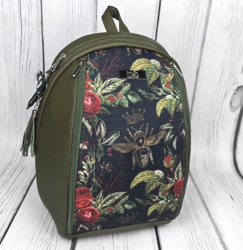 Plecak khaki pszczoły i róże