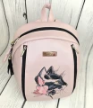  Plecak róż perłowy z haftem czarnego kota z magnolią 