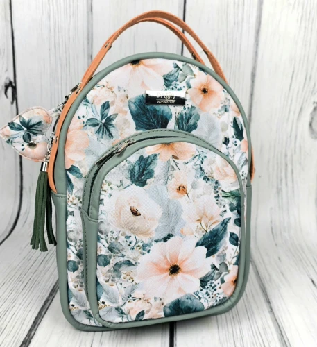  Plecak Kamila szałwia brzoskwiniowe kwiaty