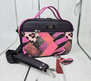 Torebka box mini ciemny fiolet z fuksją