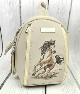  Plecak ecru z haftem konia