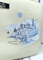 Torebka box paseczki A4 ecru z haftem Santorini