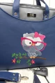 Torba na laptop antracyt nabłyszczany- granat  z haftem sowy 