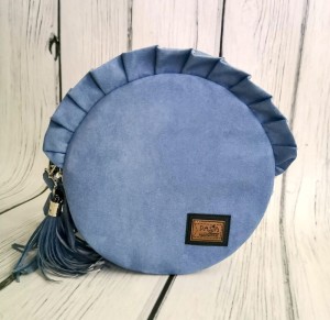 Torebka okrągła falbanka niebieska