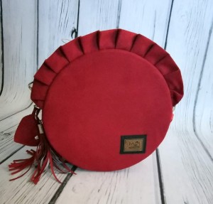 Torebka okrągła falbanka czerwona