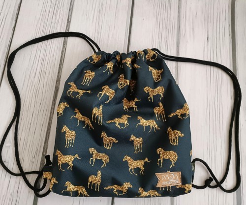 Workoplecak konie złote na czarnym