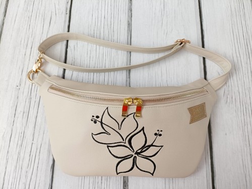 Torebko-nerka beż haft kwiaty