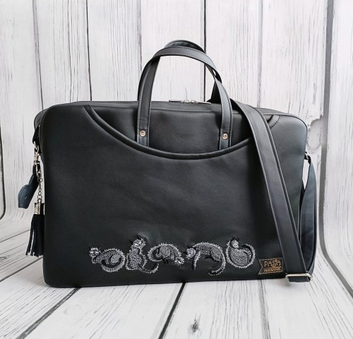 Torba na laptop grafit z czernią pięć kotów 