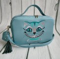 Torebka box niebieska z haftem kota 