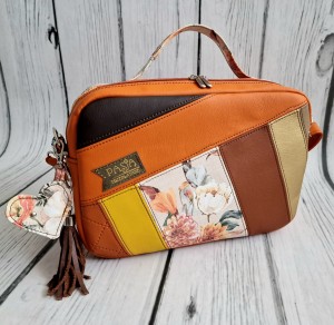 Torebka box pomarańcz patchwork