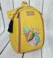  Plecak musztardowy z haftem tęczowej monstery 