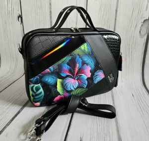 Torebka box hibiskusy patchwork