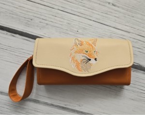  Portfel rudy z haftem lisa