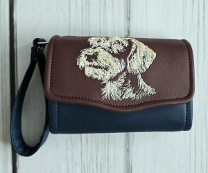  Portfel granatowo- bordowy z haftem pieska M