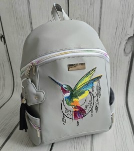 Plecak Abbey szary z haftem kolibra