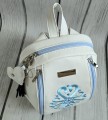  Plecak biały z haftem niebieskiej  parzenicy 