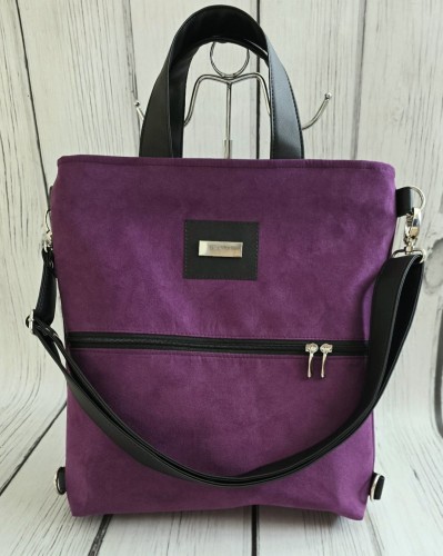 Torebka shopper z funkcją plecaka fiolet