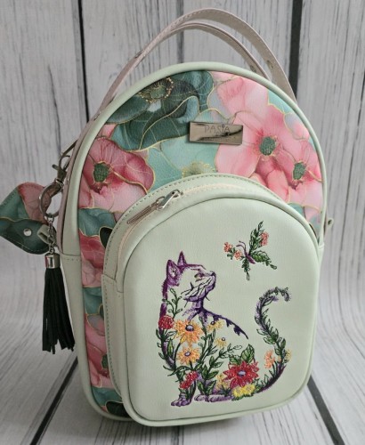  Plecak Kamila Glass flowers z haftem kota kwiatowego