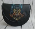 Torebka Felicja czarna z haftem wilka boho