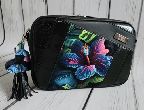 Torebka box hibiskusy patchwork bez uchwytów