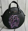Torebka Magdalena czarna z haftem kruka holo