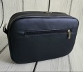 Torebka box granatowa nabłyszczany z haftem ćmy z listkami