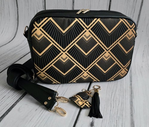 Torebka box geometric gold