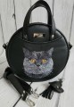 Torebka Magdalena czarna z haftem kota brytyjskiego