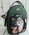  Plecak Kamila zielona butelka z czarnym i sowa