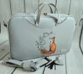 Torba na laptop szara z haftem lisa z kwiatami