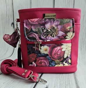 Torebka Lilianna malina kwiaty