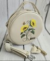 Torebka okrągła ecru słoneczniki