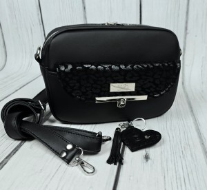 Torebka box klapka czarna panterka