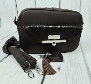 Torebka box klapka ciemny brąz krokodyl