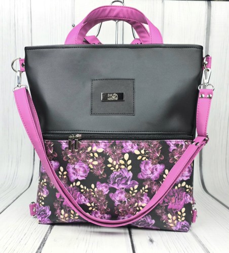 Torebka shopper z funkcją plecaka luminous flowers 