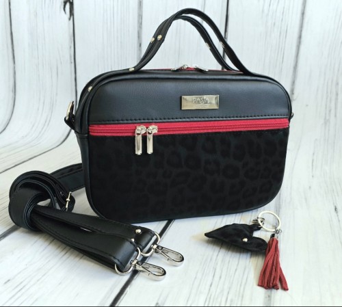 Torebka box mini czarna panterka