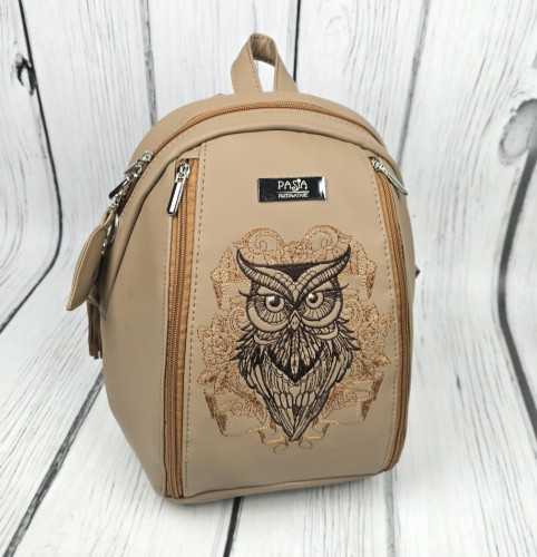  Plecak cappuccino z haftem sowy
