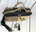 Torebka box A4 leopard w piórku