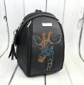  Plecak czarny z haftem żyrafy boho