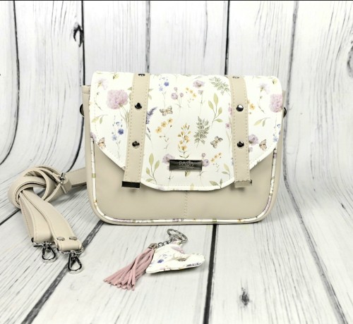 Torebka Filipina ecru łączka różowa