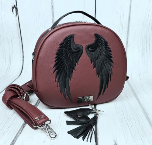 Torebka Hugo burgund z haftem skrzydeł